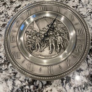 Antique Style Pewter Wall Clock